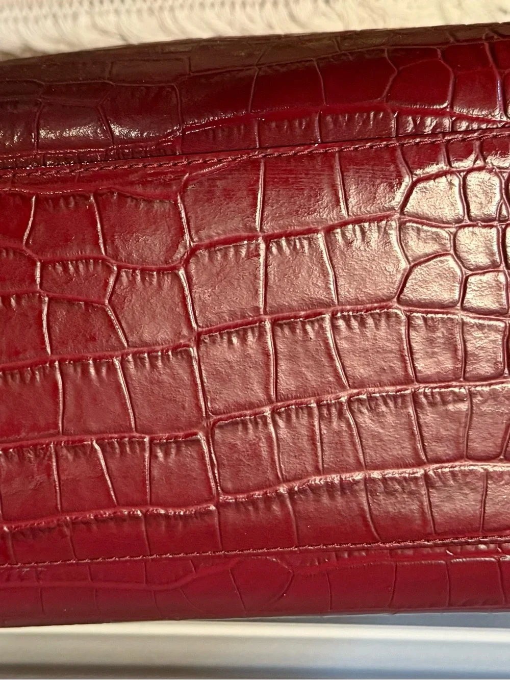 Kate Spade New York Croc Embossed Leather Tote | Deep Red | Large Work Bag